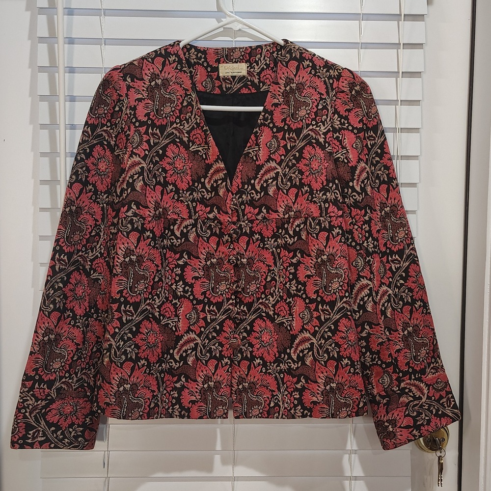 Vintage Lita Kuniyoshi Jacket Womens Small Floral Tapestry Bohemian Dark Romance